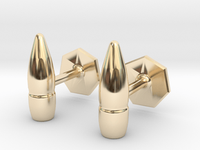 5.56 x 45mm Projectile Cufflinks in 14K Yellow Gold