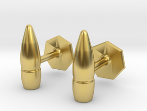 5.56 x 45mm Projectile Cufflinks in Polished Brass
