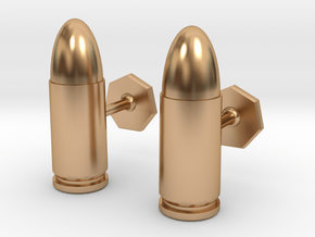 9mm Cartridge Cufflinks in Polished Bronze