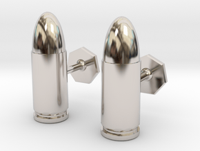 9mm Cartridge Cufflinks in Platinum