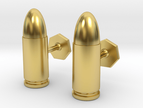 9mm Cartridge Cufflinks in Polished Brass