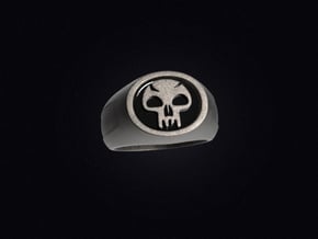 Black Mana Ring in Polished Bronzed Silver Steel