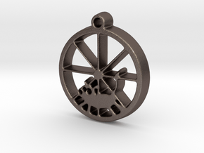 Gerbil Wheel Pendant in Polished Bronzed-Silver Steel
