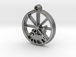 Gerbil Wheel Pendant in Natural Silver