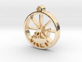 Gerbil Wheel Pendant in 14k Gold Plated Brass