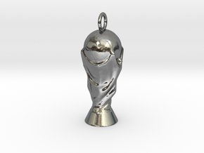 Football Trophy Pendant in Polished Silver