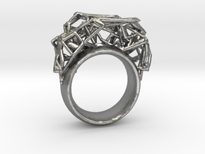 Cell Ring in Natural Silver