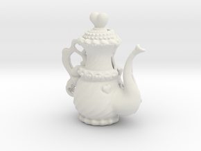 Elegant Ms Hearts Tea Pot in White Natural Versatile Plastic