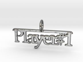 Player 1 gamers pendant necklace in Polished Silver