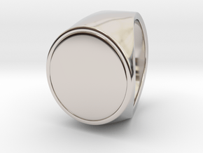Signe  -  Unique US 6 Small Band Signet Ring in Rhodium Plated Brass