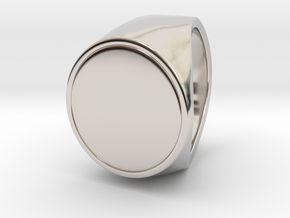 Signe  -  Unique US 8 Small Band Signet Ring in Rhodium Plated Brass