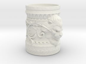 Lion Cup in White Natural Versatile Plastic