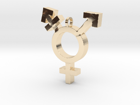 Transgender Symbol in 14k Gold Plated Brass