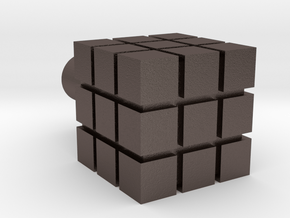 Rubik's Cube For Lego Characters in Polished Bronzed-Silver Steel