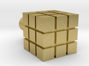 Rubik's Cube For Lego Characters in Natural Brass