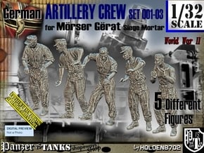 1/32 German Artillery Crew Set001-03 in White Natural Versatile Plastic