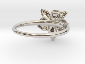 Petite Orchid Ring- US Size 5 in Rhodium Plated Brass