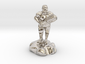 hill dwarf with greatclub in Rhodium Plated Brass