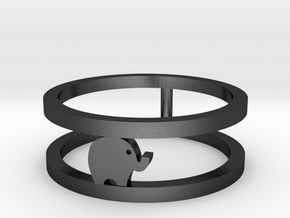 Lucky Elephant Ring  in Polished and Bronzed Black Steel