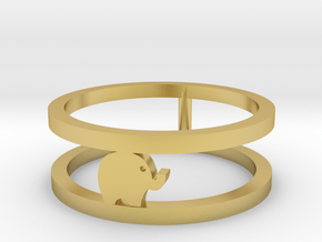 Lucky Elephant Ring  in Polished Brass