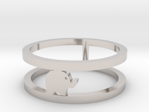 Lucky Elephant Ring  in Rhodium Plated Brass
