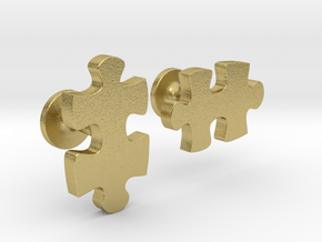 puzzle piece cufflinks in Natural Brass