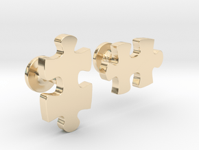 puzzle piece cufflinks in 14k Gold Plated Brass