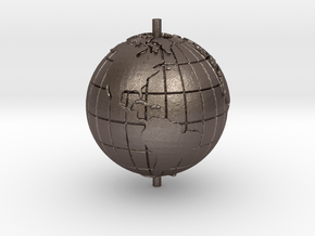 World 1.25" (Globe) in Polished Bronzed-Silver Steel