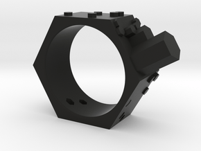 Hex Crystal Ring in Black Premium Versatile Plastic