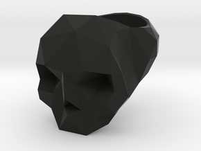 Low Poly Skull Ring in Black Natural Versatile Plastic