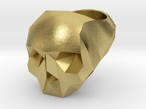 Low Poly Skull Ring in Natural Brass