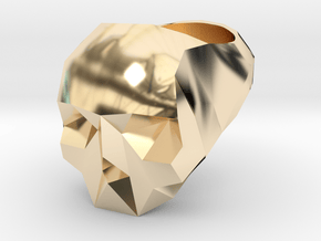 Low Poly Skull Ring in 14k Gold Plated Brass