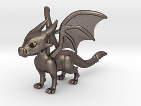 Cynder the Dragon 5cm Tall in Polished Bronzed-Silver Steel