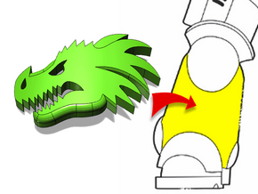 20x Dragon Head (Left): Small Bent Insignias in Tan Fine Detail Plastic