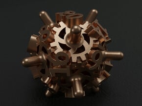 Clockwork Gears Dice in Polished Bronze Steel: d20