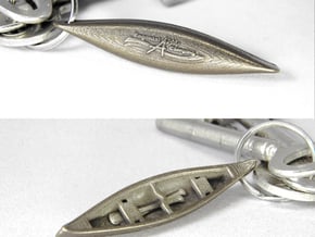 Canoe Metal Keychain Pendant & your embossed logo in Polished Bronze Steel