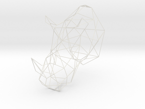 XL 3D Printed Rhino Trophy Head in White Natural Versatile Plastic