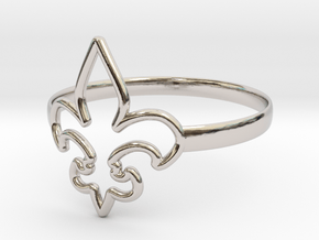 Fleur de Lille (Fleur-de-lis) Ring (variant 1) in Rhodium Plated Brass