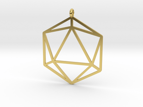 D20 Pendant in Polished Brass