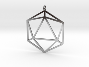 D20 Pendant in Polished Silver