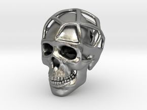 Double Skull Pendant in Natural Silver