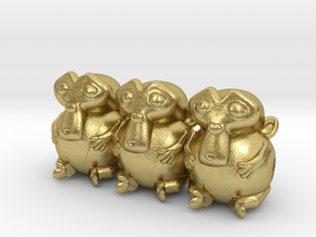 Triple Monkey Colored in Natural Brass