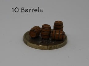 N Scale 10 Wooden Barrels in Smooth Fine Detail Plastic