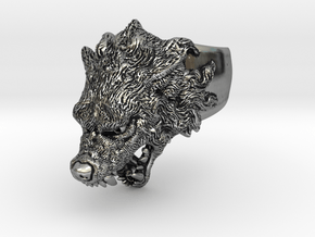 Hungry Wolf Ring in Antique Silver: 6 / 51.5
