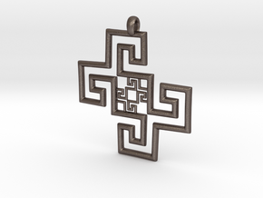 Aztc pendant in Polished Bronzed-Silver Steel