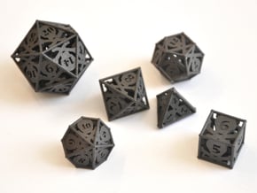 Skull and Bones Dice Set - Balanced in Matte Black Steel