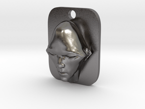 Personalised Man's Face Caricature Keyfob (001) in Polished Nickel Steel