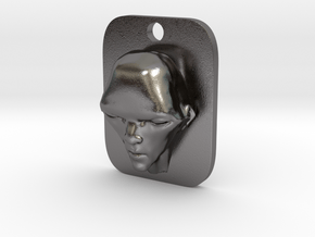 Personalised Man's Face Caricature Keyfob (003) in Polished Nickel Steel