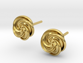 Pinwheel Flower Stud Earrings in Polished Brass