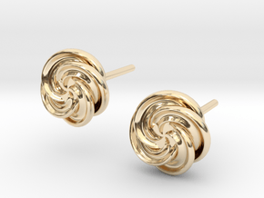 Pinwheel Flower Stud Earrings in 14k Gold Plated Brass